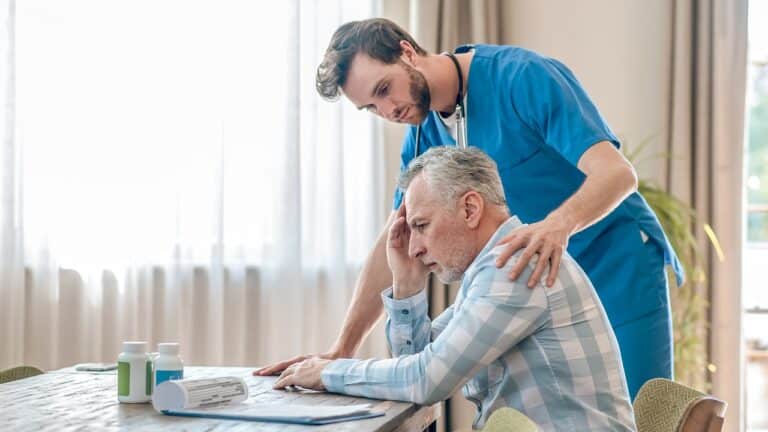 attentive focused bearded young caucasian male doctor with stethoscope bending upset man yt thumbnail 1280 720 LIV Hospital